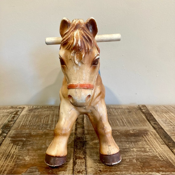 Vintage Plastic Horse with Colorful Saddle 13” Tall - Picture 4 of 16